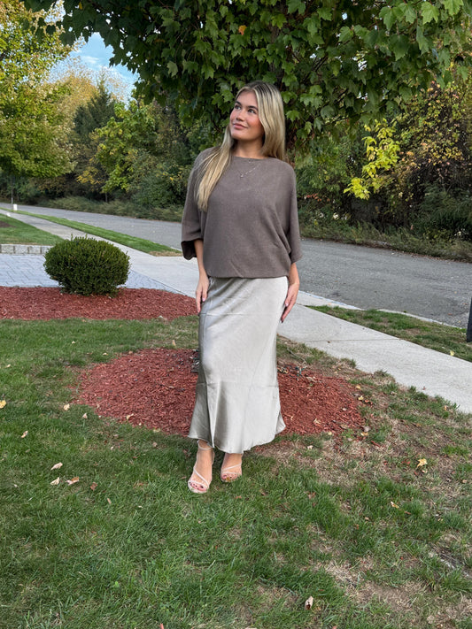 SATIN MIDI SKIRT