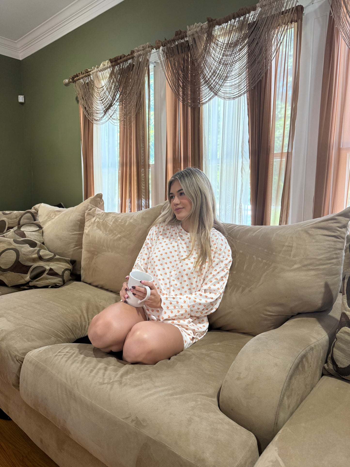Pumpkin Printed Pajama Shorts