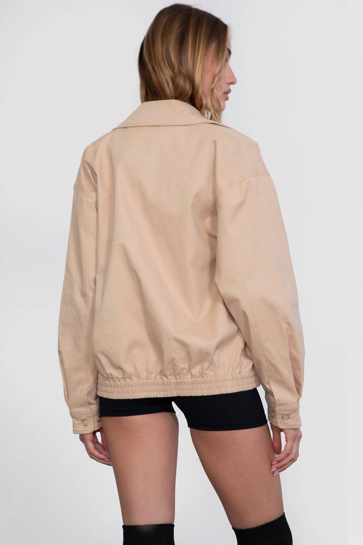 KHAKI OVERSIZED BOMBER JACKET