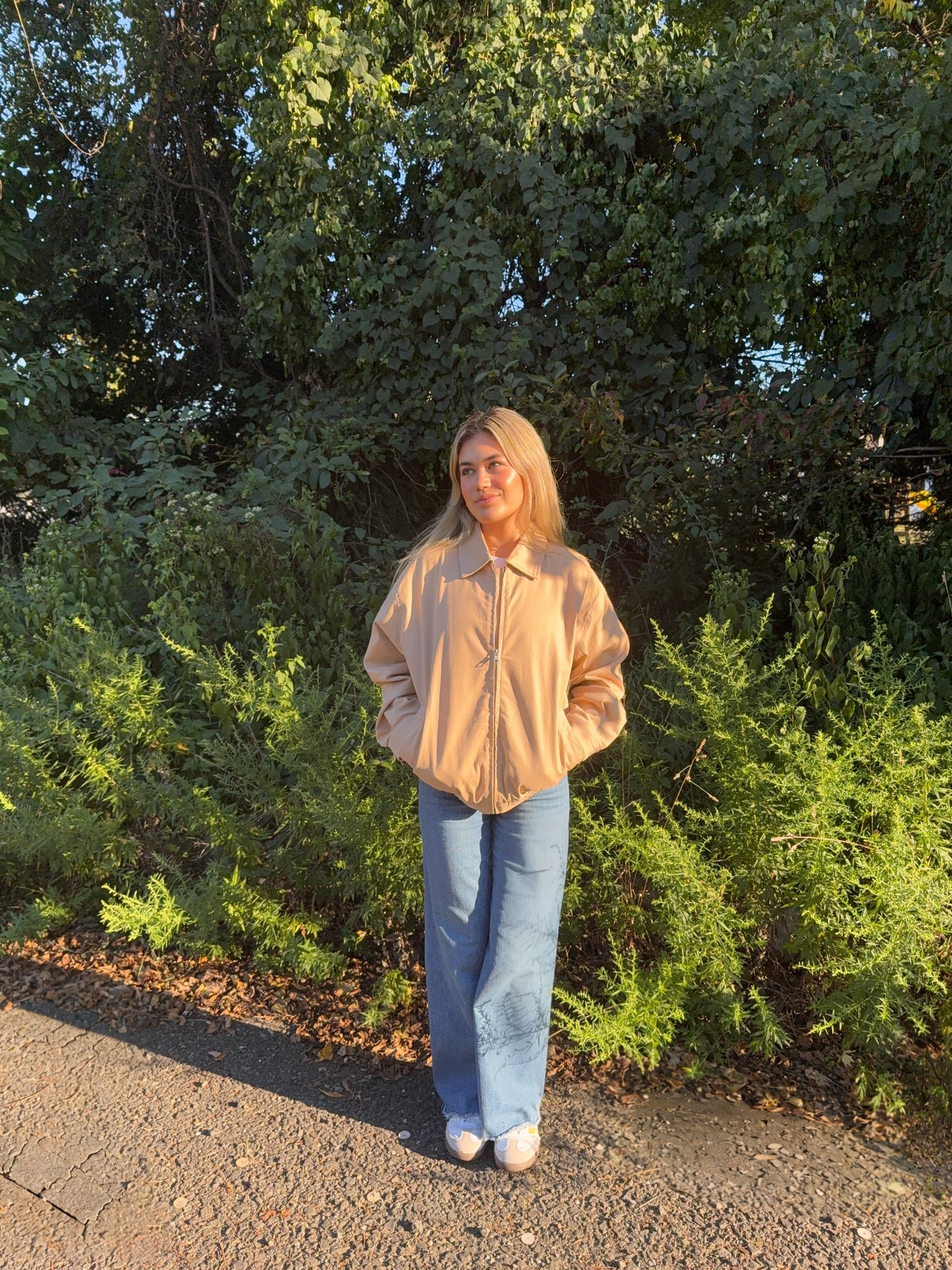 KHAKI OVERSIZED BOMBER JACKET