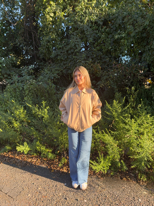 KHAKI OVERSIZED BOMBER JACKET