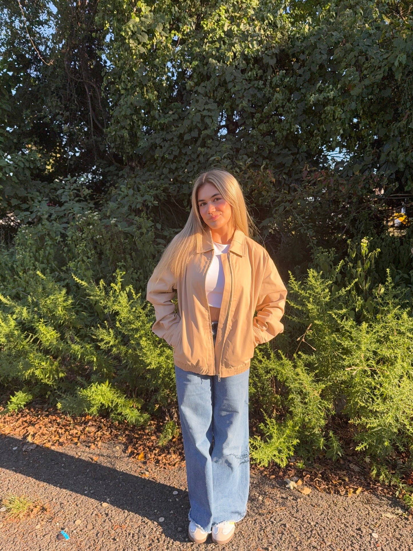 KHAKI OVERSIZED BOMBER JACKET