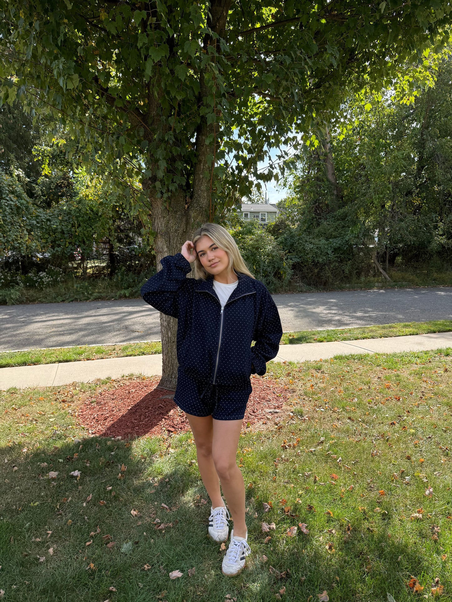 POLKA DOT DENIM SHORTS