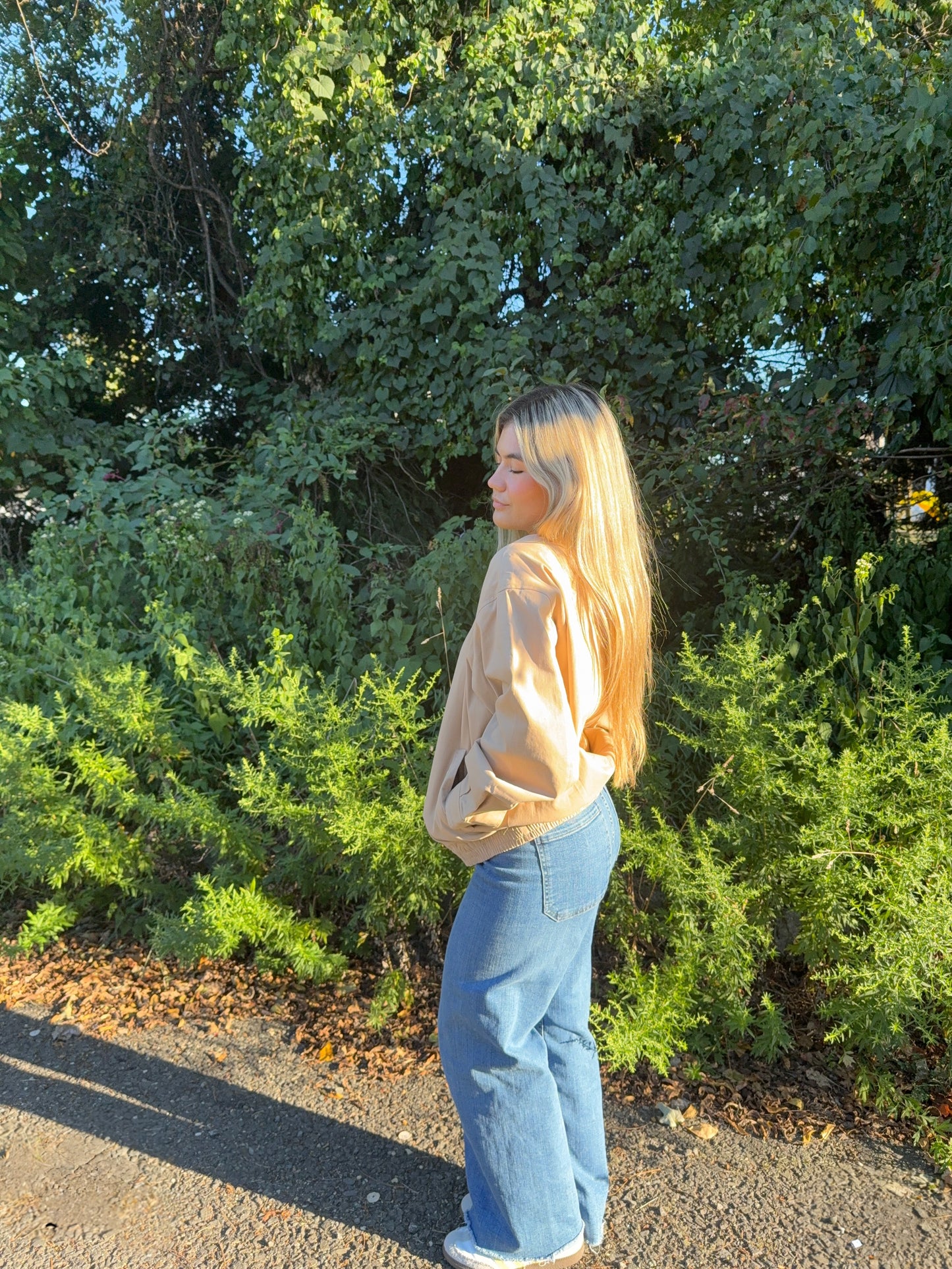 KHAKI OVERSIZED BOMBER JACKET
