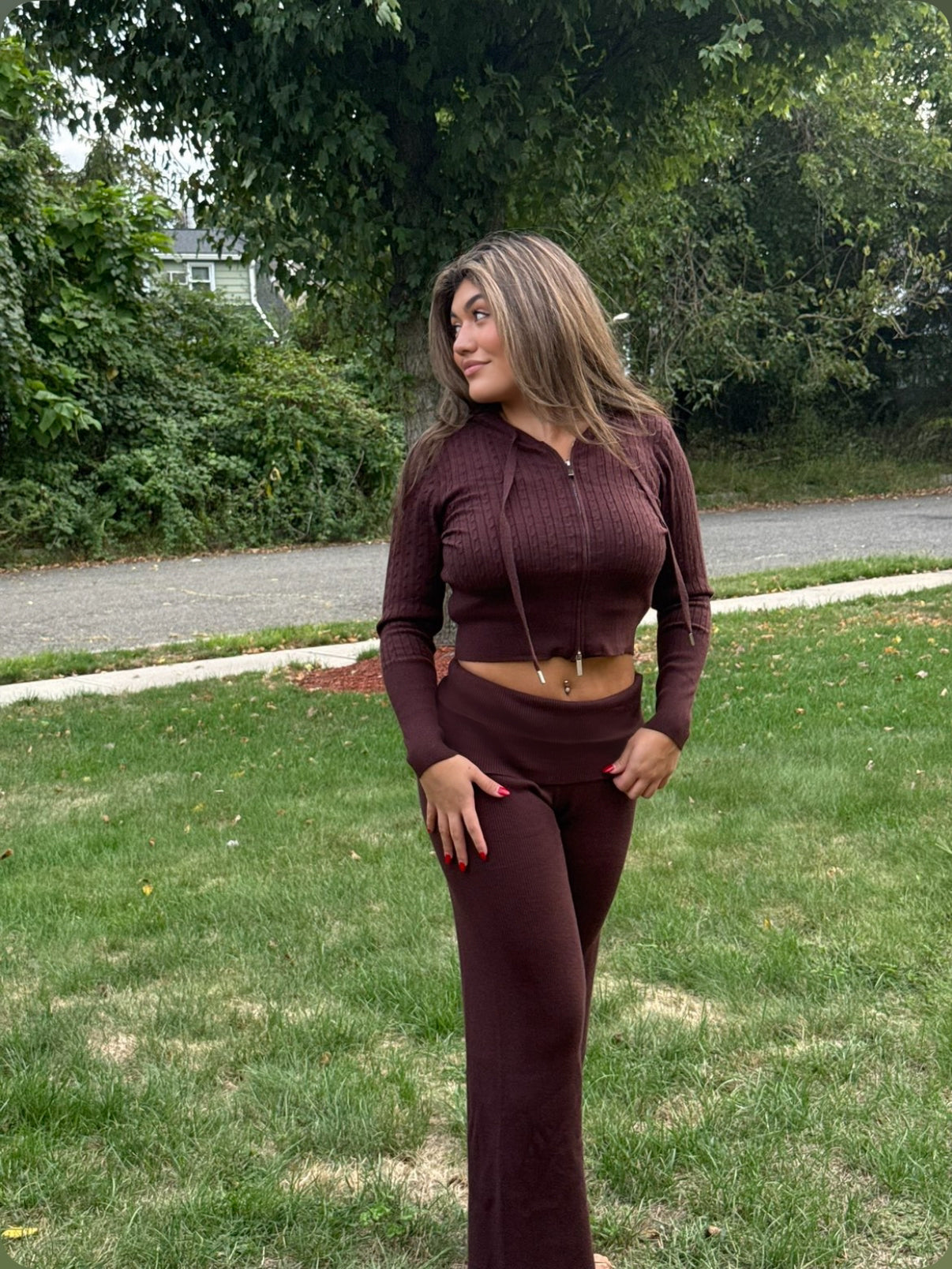 COCOA RIBBED LOUNGE SET
