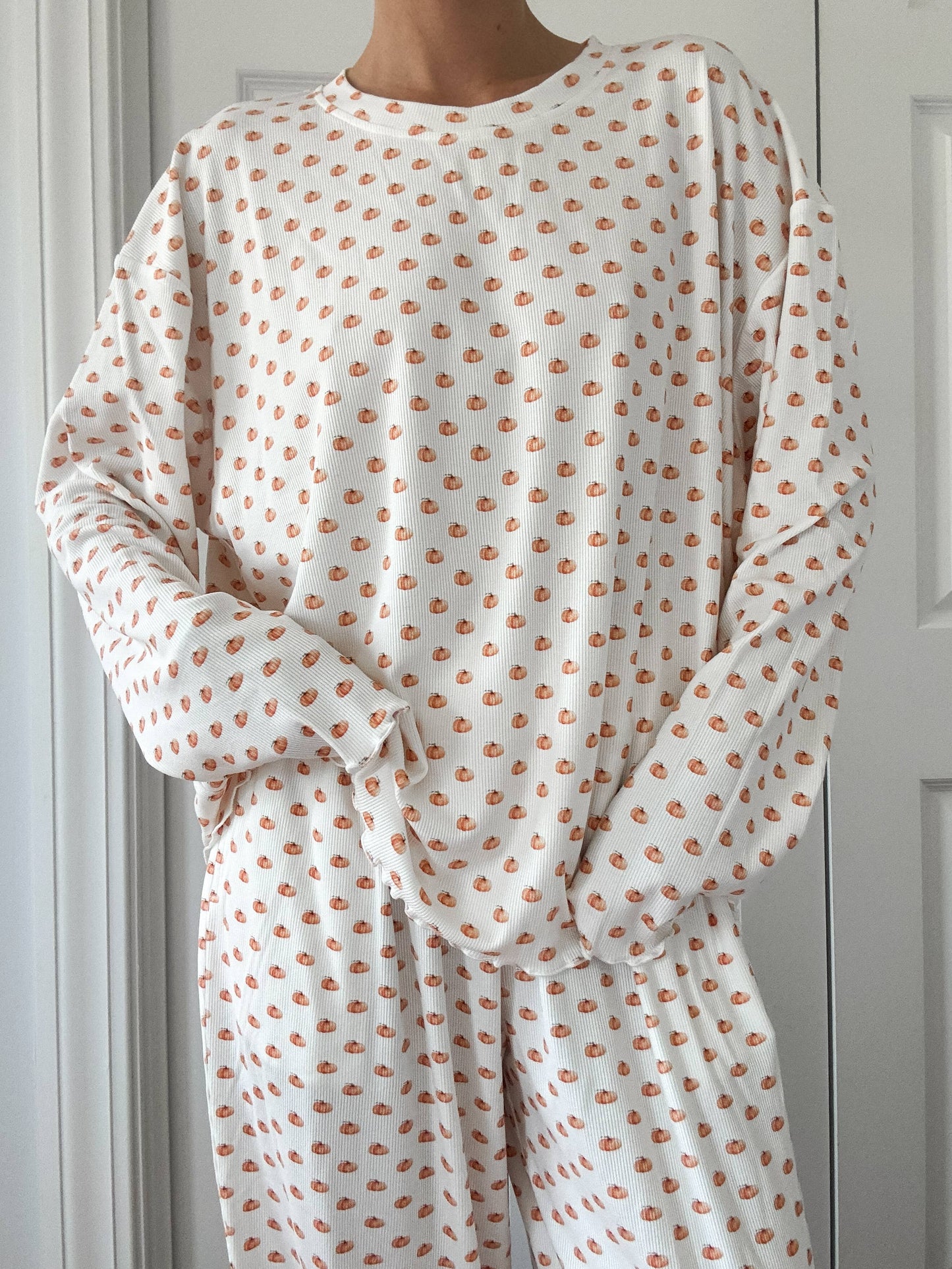 Pumpkin Printed Long Sleeve Top