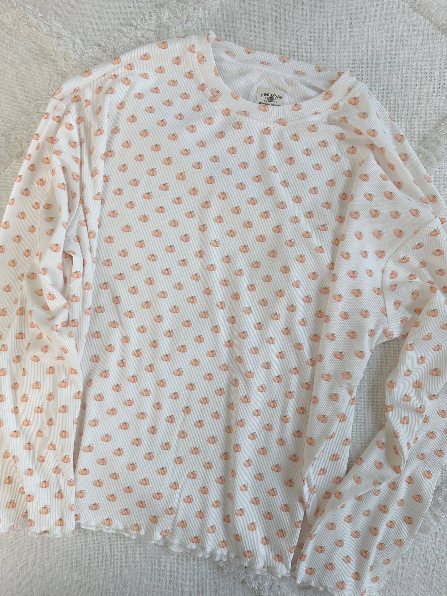 Pumpkin Printed Long Sleeve Top