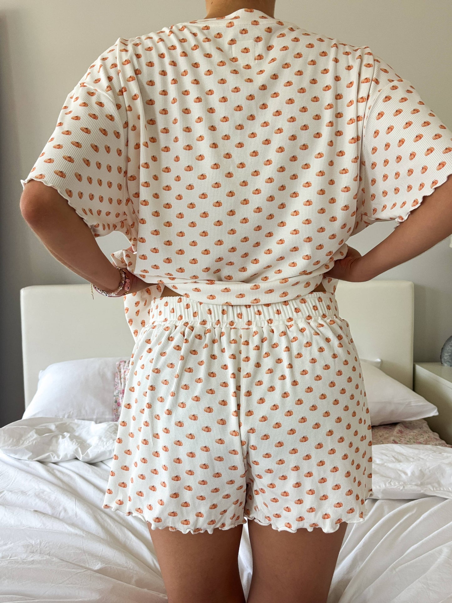 Pumpkin Printed Pajama Shorts