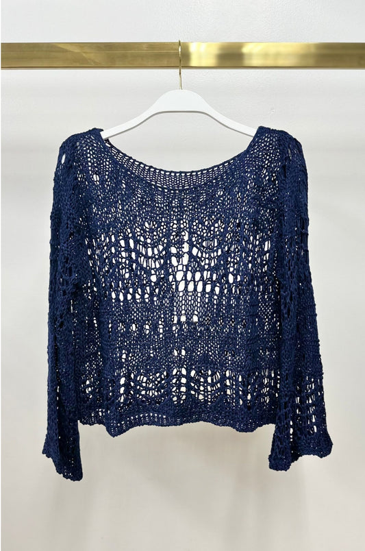 CROCHET LONG SLEEVE TOP