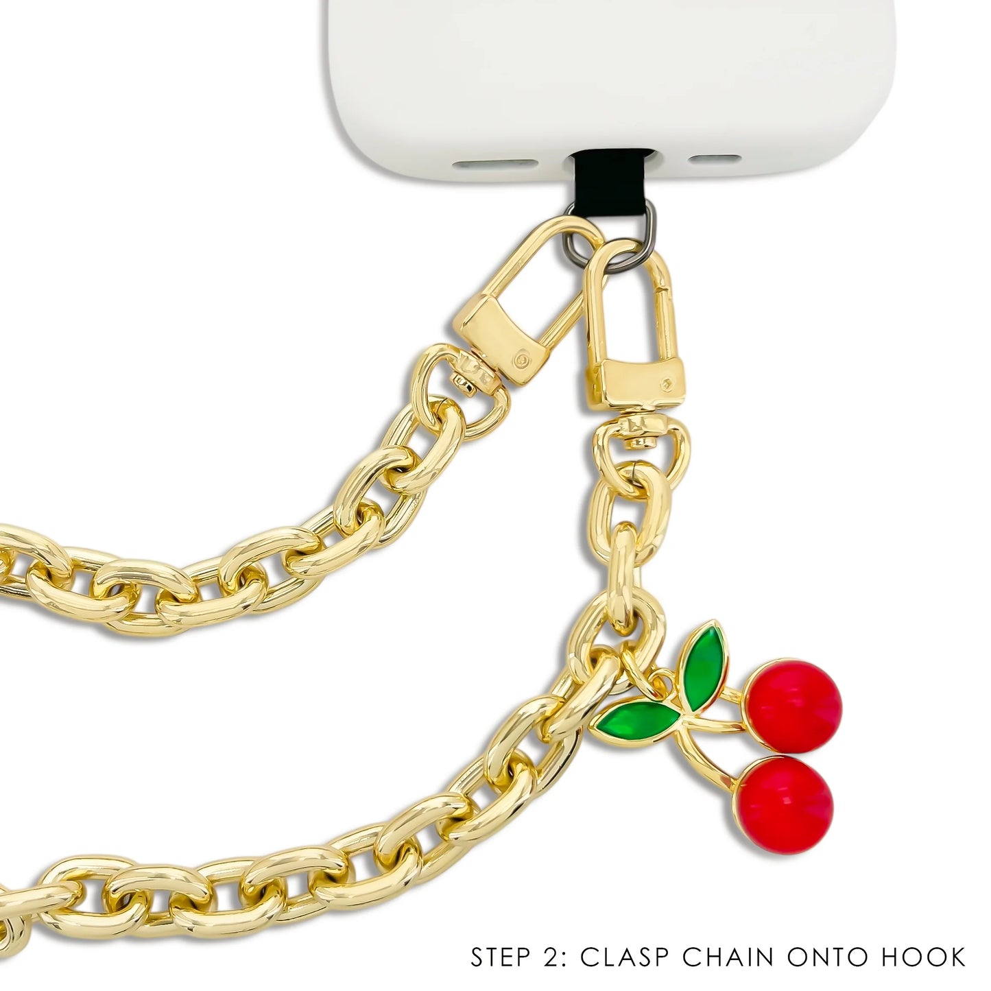 CHERRY GOLD PHONE CHAIN