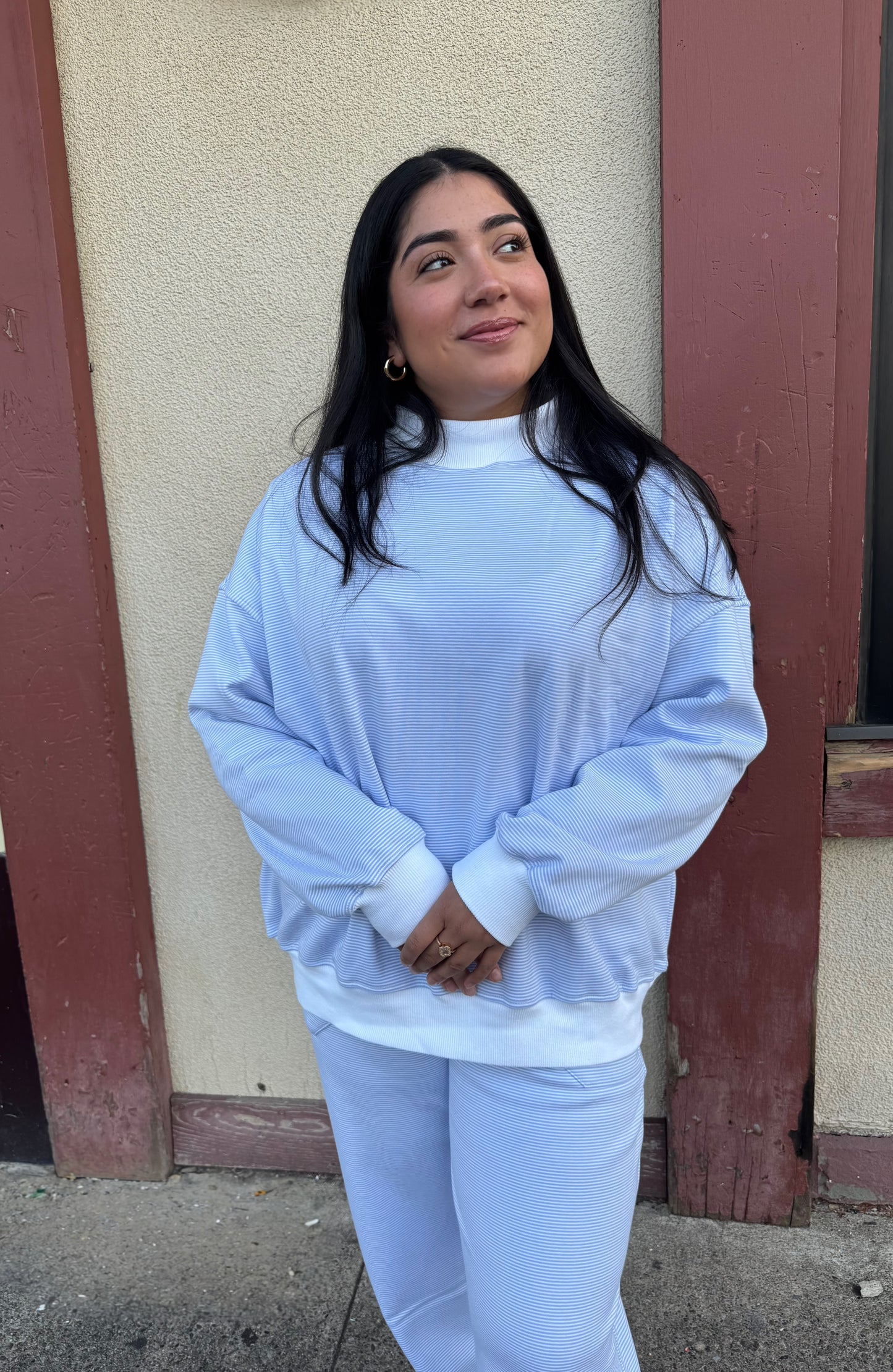 FROSTED STRIPES MOCKNECK