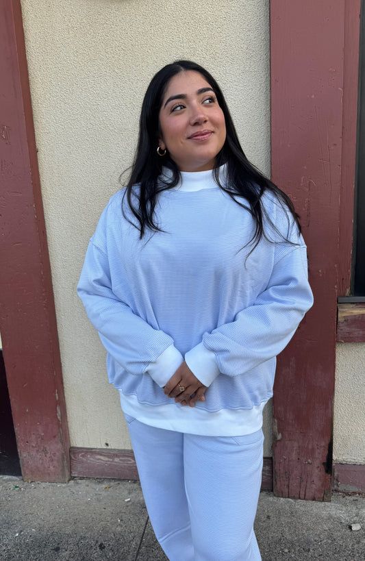 FROSTED STRIPES MOCKNECK