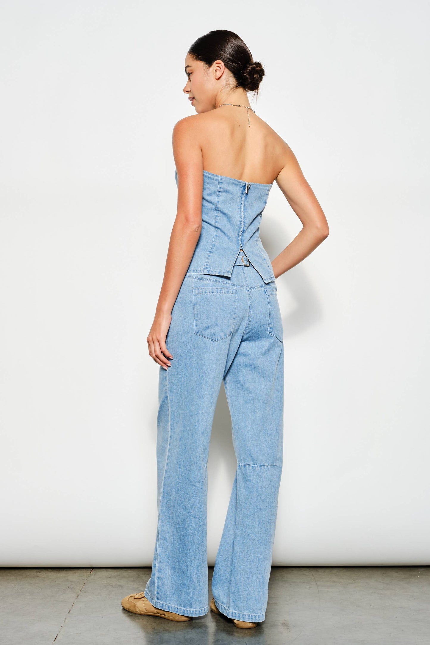 IVETTE DENIM BUSTIER TOP