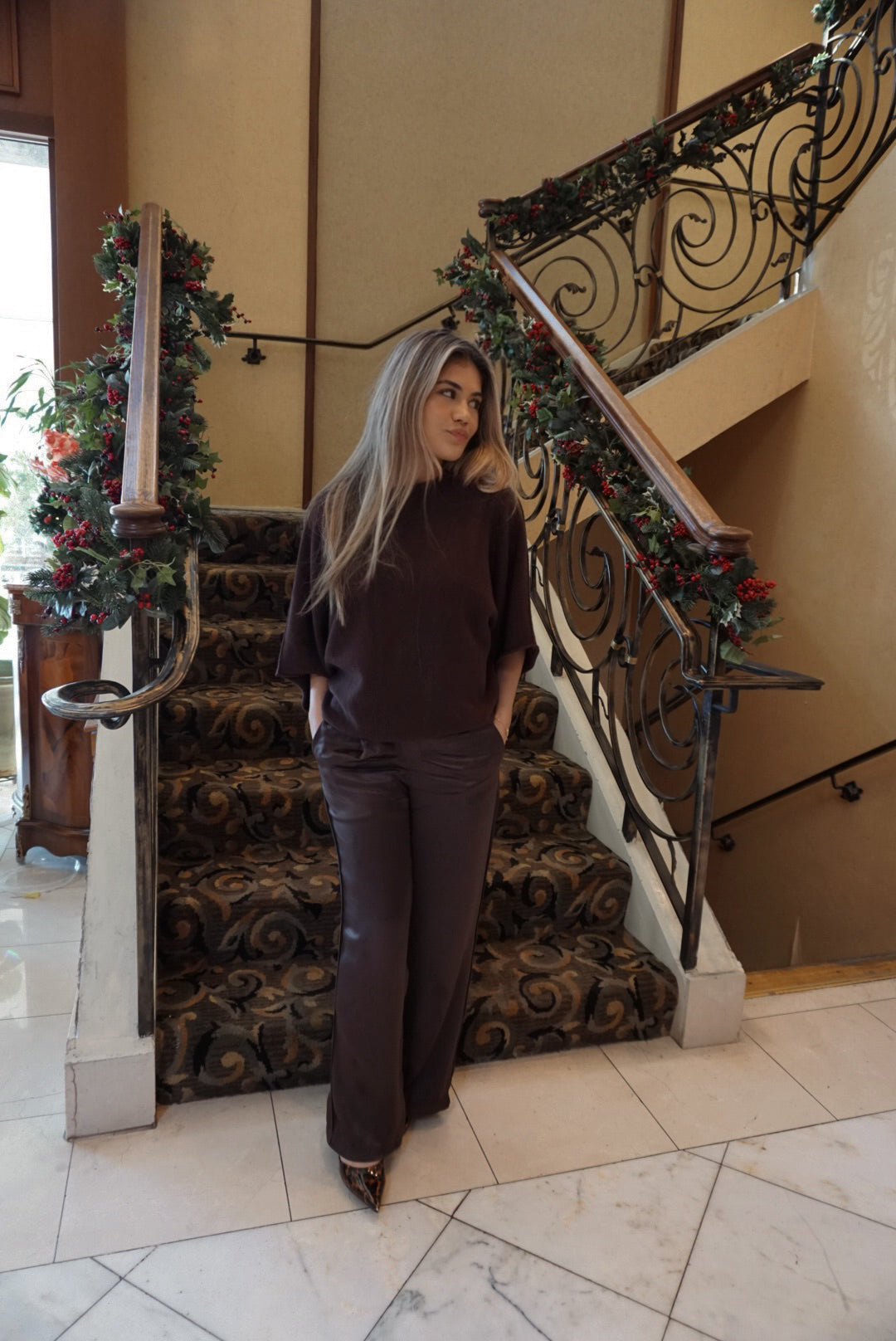 CHOCOLATE SATIN PANTS