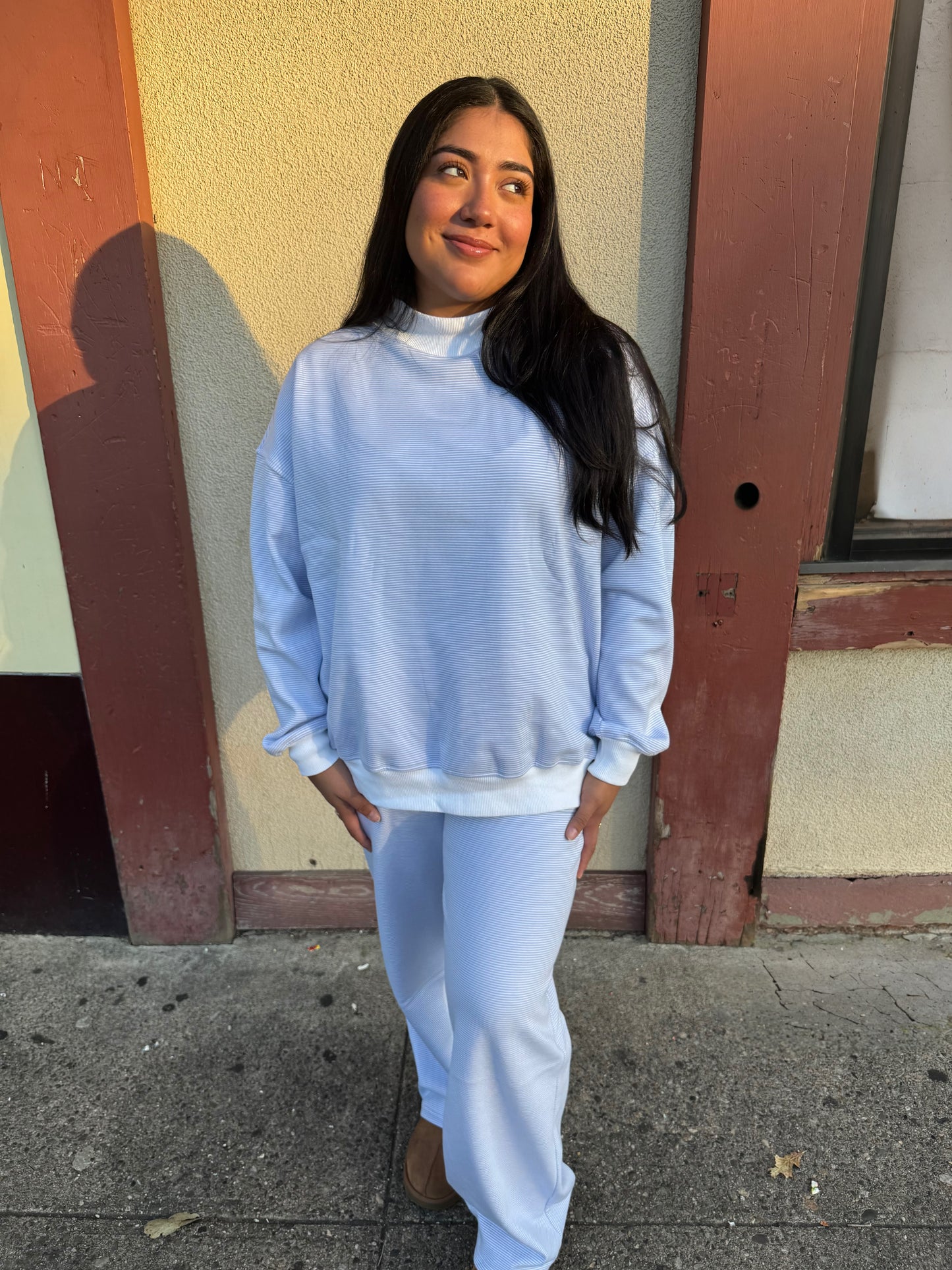 FROSTED STRIPES MOCKNECK