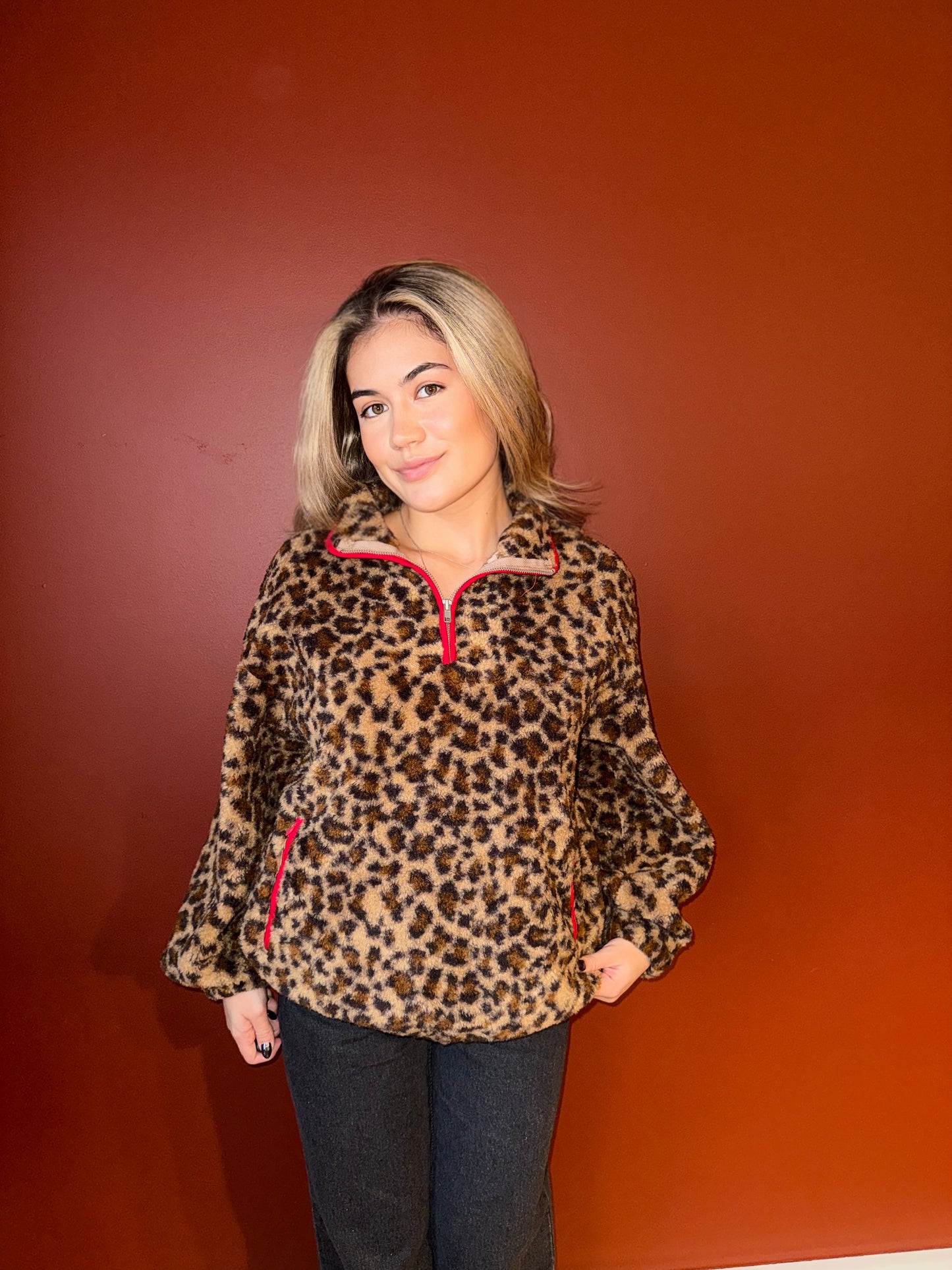 CHERRY LEOPARD FLEECE